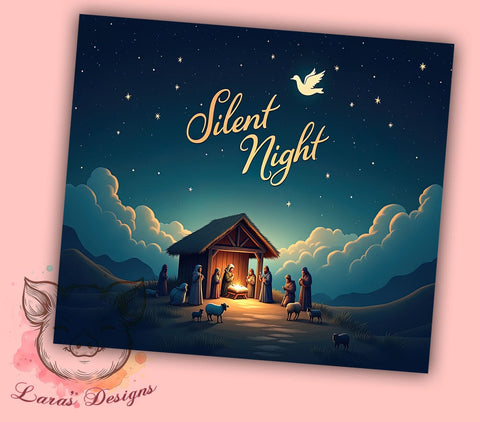 Nativity Tumbler, Silent Night Design, 20oz Tumbler Wrap, Christmas Sublimation, Religious Gift, Holiday Decor, Christian Tumbler, Digital Download Sublimation Lara' s Designs 
