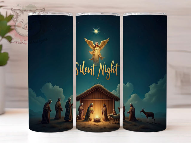 Nativity Tumbler, Silent Night Design, 20oz Tumbler Wrap, Christmas Sublimation, Religious Gift, Holiday Decor, Christian Tumbler, Digital Download Sublimation Lara' s Designs 