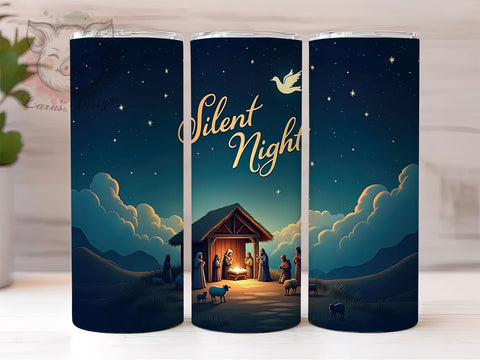 Nativity Tumbler, Silent Night Design, 20oz Tumbler Wrap, Christmas Sublimation, Religious Gift, Holiday Decor, Christian Tumbler, Digital Download Sublimation Lara' s Designs 
