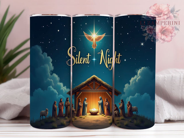 Nativity Tumbler, Silent Night Design, Christmas Drinkware, Sublimation PNG, 20oz Tumbler, Religious Gift, Holiday Decor, Christian Christmas Gift Sublimation Li Zamperini 
