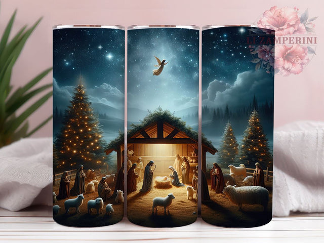 Nativity Tumbler, Silent Night Design, Christmas Drinkware, Sublimation PNG, 20oz Tumbler, Religious Gift, Holiday Decor, Christian Christmas Gift Sublimation Li Zamperini 