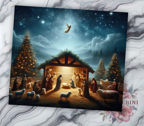 Nativity Tumbler, Silent Night Design, Christmas Drinkware, Sublimation PNG, 20oz Tumbler, Religious Gift, Holiday Decor, Christian Christmas Gift Sublimation Li Zamperini 