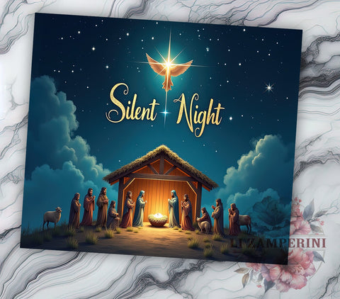 Nativity Tumbler, Silent Night Design, Christmas Drinkware, Sublimation PNG, 20oz Tumbler, Religious Gift, Holiday Decor, Christian Christmas Gift Sublimation Li Zamperini 