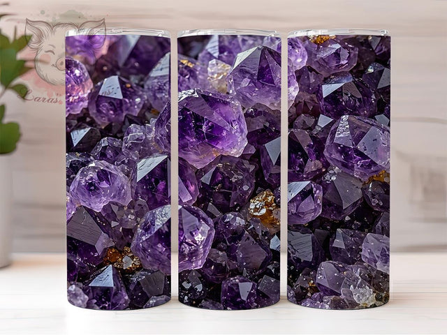 Natural Amethyst Geode 20oz Tumbler, Amethyst Geode Motif, Natural Crystal Design, Mystical Theme, Elegant Accent, Ethereal Charm, Sublimation Wrap, 20oz Tumbler Sublimation Lara' s Designs 
