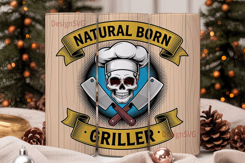 Natural Born Griller 20oz Tumbler Wrap Sublimation DesignSVG 