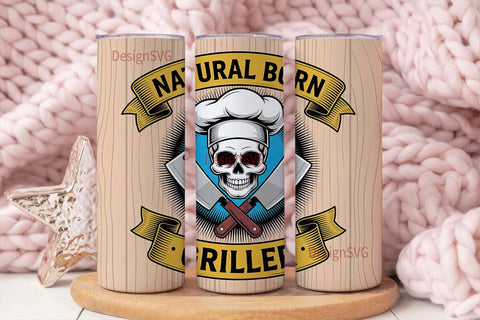 Natural Born Griller 20oz Tumbler Wrap Sublimation DesignSVG 