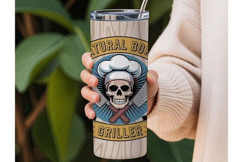 Natural Born Griller 20oz Tumbler Wrap Sublimation DesignSVG 