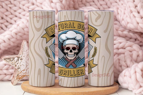 Natural Born Griller 20oz Tumbler Wrap Sublimation DesignSVG 
