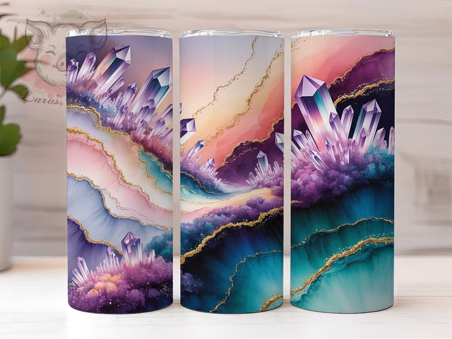 Natural Geode Crystal Agate 20oz Tumbler, Agate Stone, Natural Pattern, 20oz Wrap, Sublimation Design, Earthy Style, PNG File Sublimation Lara' s Designs 