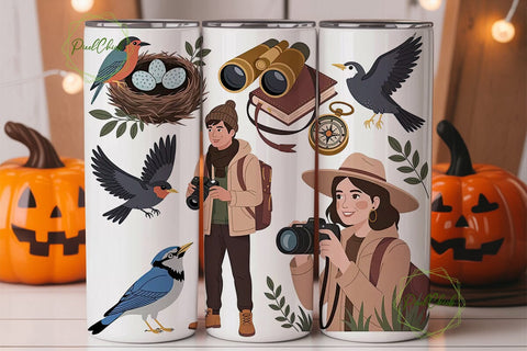 Nature Bird Watching 20oz Tumbler Wrap Sublimation PixelChick 