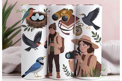 Nature Bird Watching 20oz Tumbler Wrap Sublimation PixelChick 