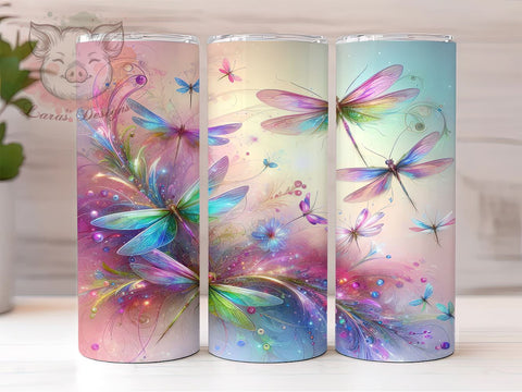 Nature Dragonfly Tumbler Wrap, Dragonfly Tumbler, Insect Decor, 20oz Tumbler Wrap, Sublimation Design, Nature Drinkware, Bug Lover Gift, Floral Art Sublimation Lara' s Designs 