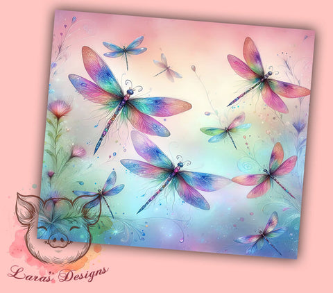 Nature Dragonfly Tumbler Wrap, Dragonfly Tumbler, Insect Decor, 20oz Tumbler Wrap, Sublimation Design, Nature Drinkware, Bug Lover Gift, Floral Art Sublimation Lara' s Designs 