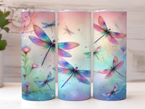 Nature Dragonfly Tumbler Wrap, Dragonfly Tumbler, Insect Decor, 20oz Tumbler Wrap, Sublimation Design, Nature Drinkware, Bug Lover Gift, Floral Art Sublimation Lara' s Designs 