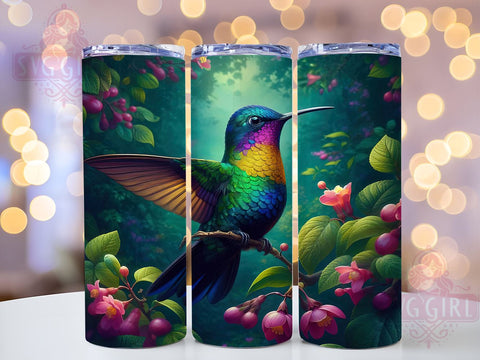 Nature-Inspired Hummingbird Tumbler Wrap, Hummingbird Tumbler, Floral Tumbler Wrap, 20oz Tumbler Design, Bird Lover Gift, Spring Drinkware, Hummingbird Decor, Nature Sublimation Design Sublimation SvggirlplusArt 