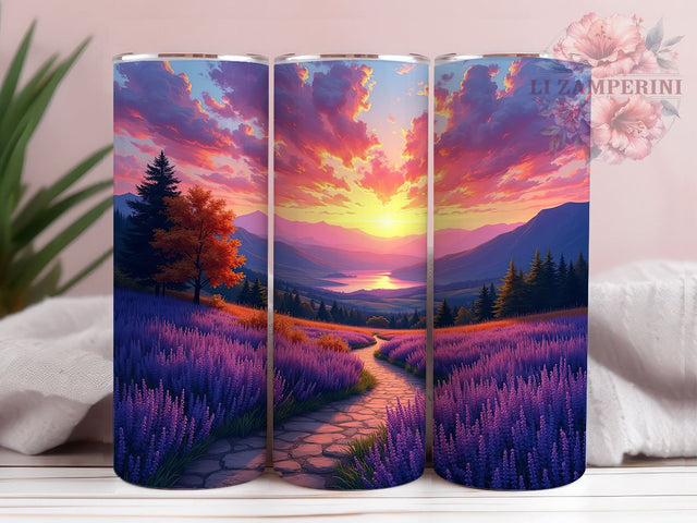 Nature-Inspired Lavender Field Tumbler Wrap, English Lavender Design, 20oz Tumbler Wrap, Floral Sublimation Art, Nature Inspired Drinkware, Purple Flower Tumbler Sublimation Li Zamperini 
