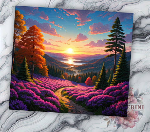 Nature-Inspired Lavender Field Tumbler Wrap, English Lavender Design, 20oz Tumbler Wrap, Floral Sublimation Art, Nature Inspired Drinkware, Purple Flower Tumbler Sublimation Li Zamperini 