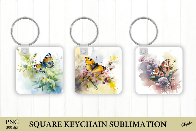 Nature Keychain PNG. Butterfly Square Keychain PNG Sublimation Olga Terlyanskaya 