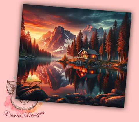 Nature Landscape 20oz Tumbler Png, Straight & Tapered Tumbler Png, Mountain Landscape Tumbler Png, Digital Download PNG Sublimation Lara' s Designs 