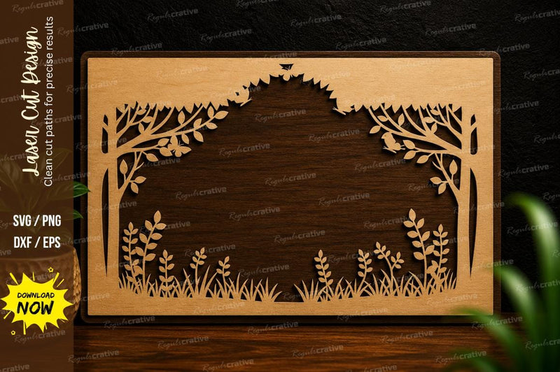 Nature Landscape Frame Laser Cut SVG Design - So Fontsy