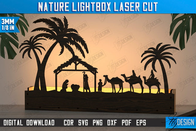 Nature Lightbox Laser Cut | Wall Decor | Line Art Design | Home Interior | Silhouette Wall Art | CNC File SVG Fly Design 