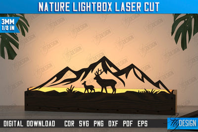 Nature Lightbox Laser Cut | Wall Decor | Line Art Design | Home Interior | Silhouette Wall Art | CNC File SVG Fly Design 