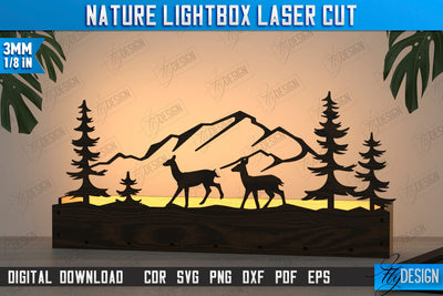 Nature Lightbox Laser Cut | Wall Decor | Line Art Design | Home Interior | Silhouette Wall Art | CNC File SVG Fly Design 