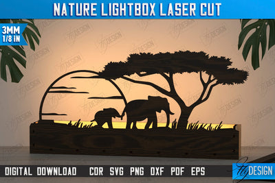 Nature Lightbox Laser Cut | Wall Decor | Line Art Design | Home Interior | Silhouette Wall Art | CNC File SVG Fly Design 