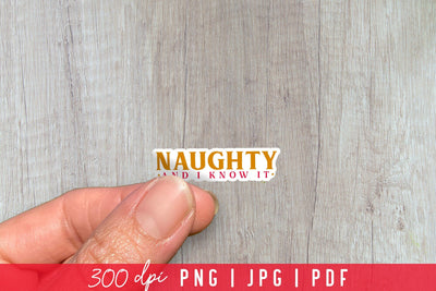 Naughty and I Know It, Funny Christmas Stickers Sublimation CraftLabSVG 