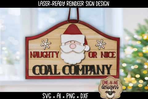 Naughty Nice Coal Co Santa Sign Laser Ready SVG | Laser Cut File SVG Ewe-N-Me Designs 