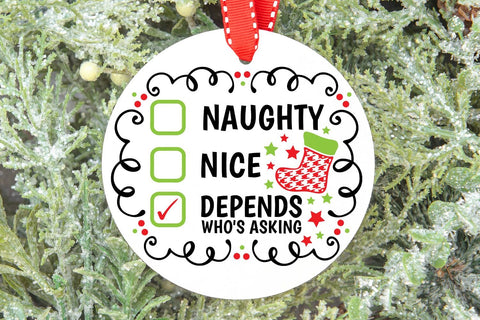 Naughty Nice Depends Who's Asking| Funny Christmas Checklist SVG Cutting Files. SVG CosmosFineArt 