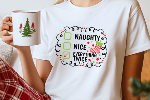 Naughty Nice Everything Twice| Funny Christmas Checklist SVG Cutting Files. SVG CosmosFineArt 