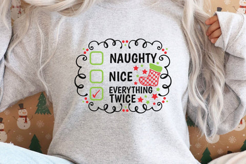 Naughty Nice Everything Twice| Funny Christmas Checklist SVG Cutting Files. SVG CosmosFineArt 
