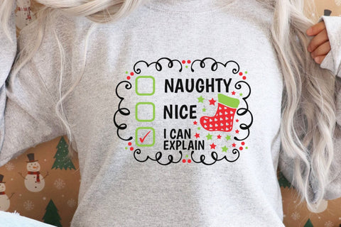 Naughty Nice I Can Explain| Funny Christmas Checklist SVG Cutting Files. SVG CosmosFineArt 