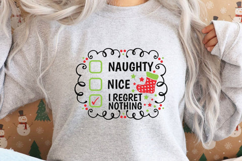 Naughty Nice I Regret Nothing| FunnyChristmas Checklist SVG Cutting Files. SVG CosmosFineArt 