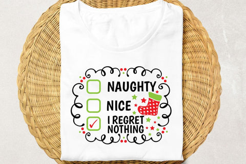 Naughty Nice I Regret Nothing| FunnyChristmas Checklist SVG Cutting Files. SVG CosmosFineArt 