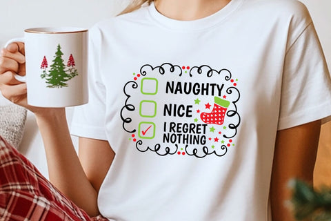 Naughty Nice I Regret Nothing| FunnyChristmas Checklist SVG Cutting Files. SVG CosmosFineArt 