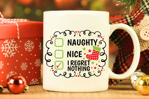 Naughty Nice I Regret Nothing| FunnyChristmas Checklist SVG Cutting Files. SVG CosmosFineArt 