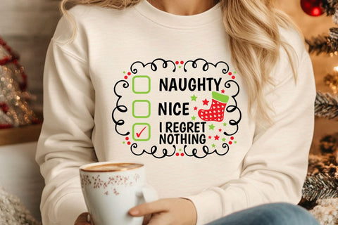 Naughty Nice I Regret Nothing| FunnyChristmas Checklist SVG Cutting Files. SVG CosmosFineArt 