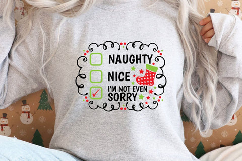 Naughty Nice I'm Not Even Sorry| Funny Christmas Checklist SVG Cutting Files. SVG CosmosFineArt 
