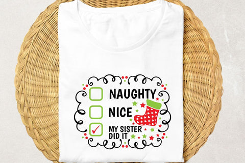Naughty Nice My Sister Did It| Funny Christmas Checklist SVG Cutting Files. SVG CosmosFineArt 