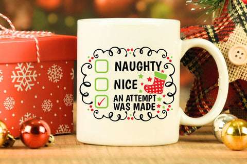 Naughty Nice No Regrets| Funny Christmas Checklist SVG Cutting Files. SVG CosmosFineArt 