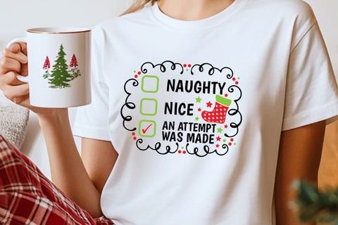 Naughty Nice No Regrets| Funny Christmas Checklist SVG Cutting Files. SVG CosmosFineArt 