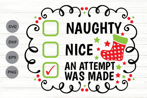 Naughty Nice No Regrets| Funny Christmas Checklist SVG Cutting Files. SVG CosmosFineArt 