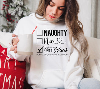 Naughty Nice OnlyFans Checklist | Adult Christmas Humor PNG | Holiday NSFW Design Sublimation Crafting After Dark 