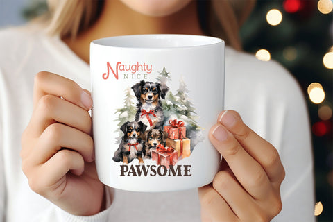 Naughty Nice Pawsome, Funny Christmas Dog Saying PNG Sublimation CraftLabSVG 