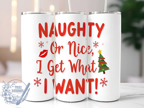 Naughty Nice Tumbler, Funny Christmas Gift, Sublimation Design, 20oz Tumbler, Holiday Humor, Personalized Gift, Christmas Decor, Sassy Mug Sublimation ToriDesigns 