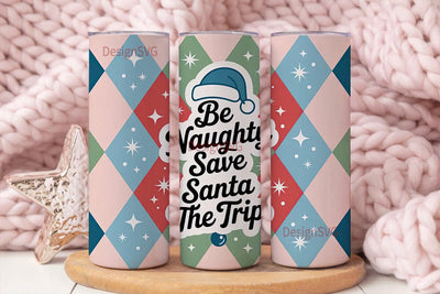 Naughty Santa Christmas Tumbler Wrap Sublimation DesignSVG 