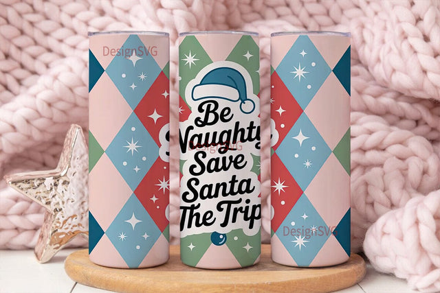 Naughty Santa Christmas Tumbler Wrap Sublimation DesignSVG 