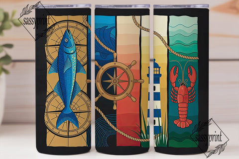 Nautical Adventures 20oz Tumbler Wrap Sublimation sassyprint 